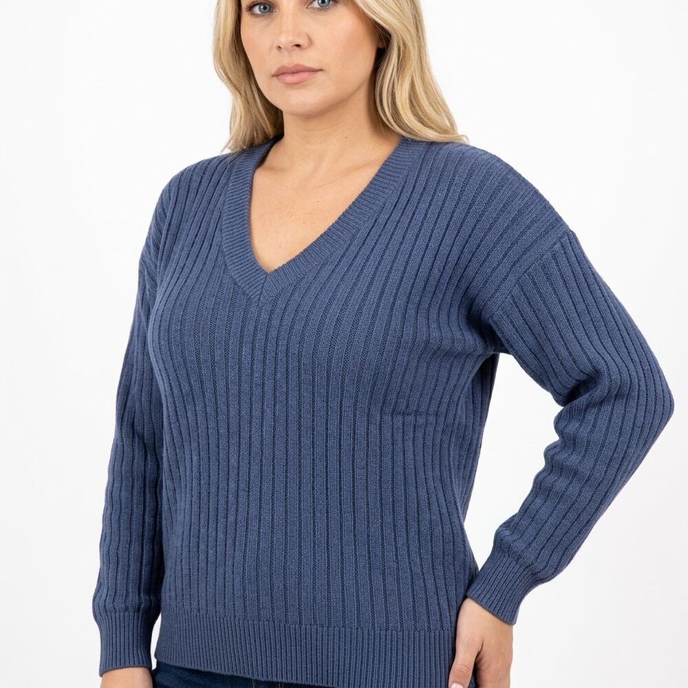 NWT Woods & Gray Cotton Blend Blue Pullover Lightweight Sweater Women Size S